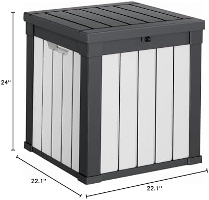 PatioZen 50 Gallon Resin Deck Box, Lockable Patio Outdoor Storage Box for Fur...