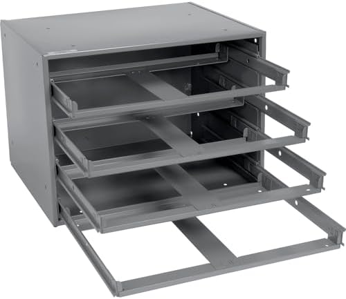 Global Industrial Durham Steel Compartment Box Rack with Four Adjustable Divi...