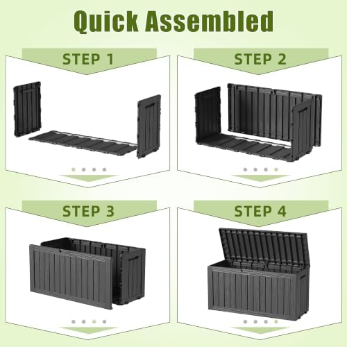 140Gal Outdoor Storage Box with Portable Wheels, Waterproof Deck Boxes