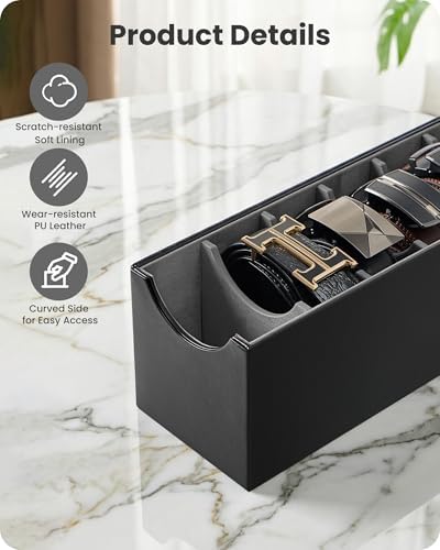 Lolalet Belt Organizer for Closet, Belt Box & Storage Drawer -Black