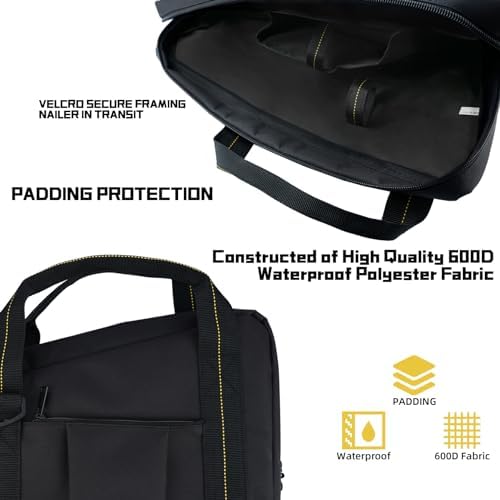 KUNN Shoulder Framing Nailer Bag with Dual Lockable Zipper,Extra pockets for ...