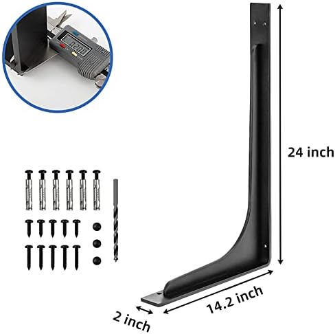 24 x14.2 INCH Shelf Brackets,L Shelf Brackets,Vertical Angle, Premium Alloy M...