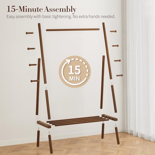 Yoobure Solid Wood Clothes Rack - Heavy Duty Clothing Racks for Hanging Cloth...