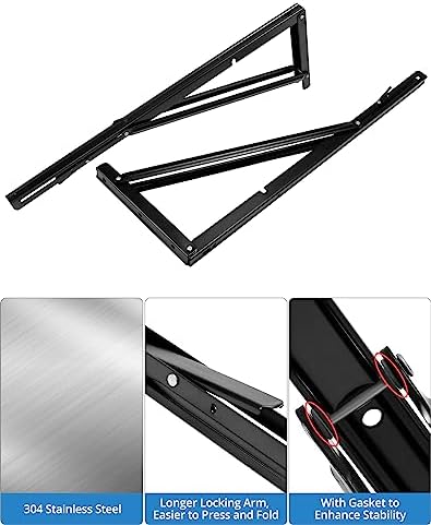 QWORK 24" Heavy Duty Folding Shelf Brackets for Wall Mounted Folding Tab...