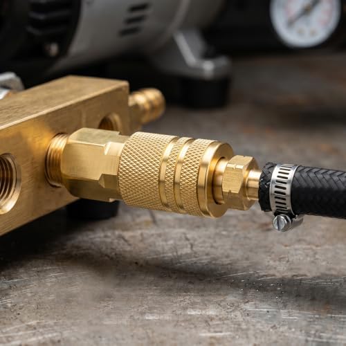GASHER 12PCS 3/8"MNPT Brass Industrial Coupler,1/4 Flow Quick Connect Ai...