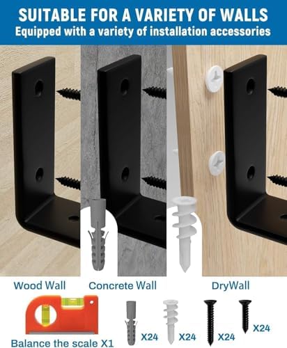 LEOPO 10 inch Shelf Brackets 12-Pack, 1/5" Thick Floating Shelf Bracket