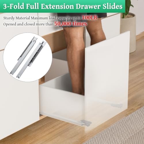 Undermount Drawer Slides,16inch Bottom Mount Full Extension Drawer Slides,Sof...