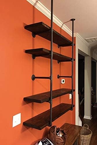 Industrial Retro Wall Mount iron Pipe Shelf,DIY Open Bookshelf,Hung Bracket,H...