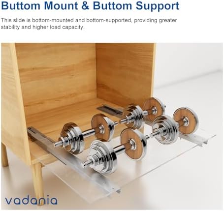 VADANIA #BK54 20" Undermount Drawer Slide, Soft Close