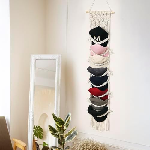 jontell Boho Ball Cap Hanger-2 Pack-Boho Macrame Cap Holder Wall Hat Organize...