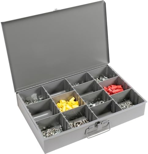 Global Industrial Durham Steel Compartment Box Rack with Four Adjustable Divi...