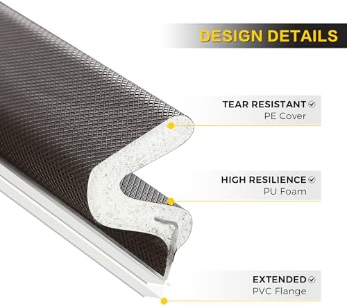 Ravinte Weather Stripping Door Seal, Q-Shaped Kerf Foam Strip, 50 FT, Brown