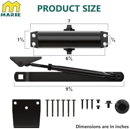 Marie Hold Open Door Closer Adjustable Automatic Size 3 Door Closer for 88-14...