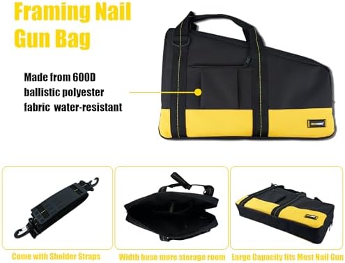 MELOTOUGH Heavy Duty Framing Nail Gun Tool Bag with Extra Storage Pockets Sho...
