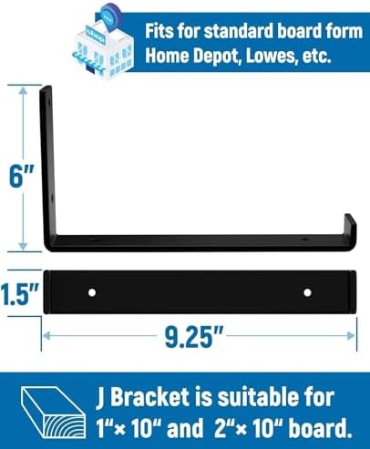 LEOPO 10 inch Shelf Brackets 6-Pack, 1/5" Thick Floating Shelf Bracket