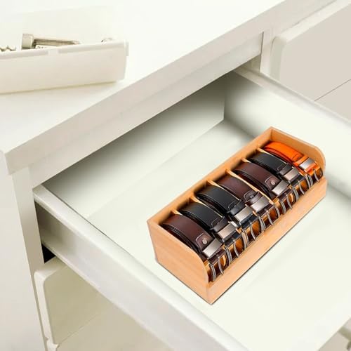 GTI Belt Organizer, 7 Compartments Belt Organizer for Closet and Drawer, Bamb...