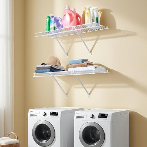 VEVOR Wire Shelf Kit, 3 ft, Set of 2, Wall Mounted Wire Shelves, Heavy-Duty C...