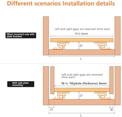 Undermount Shelf Drawer Slide Soft Close Bottom Support Under Mount Pull Out ...