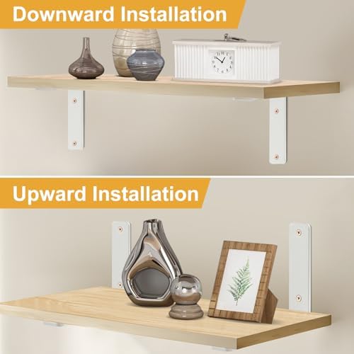 12 Pack - L 12" x H 8" x W1.5, 5mm Thick White L Shelf Bracket, Iro...