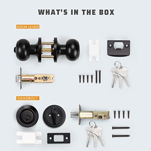 KNOBWELL 3 Pack Keyed Alike Entry Door Knobs and Single Cylinder Deadbolt Loc...