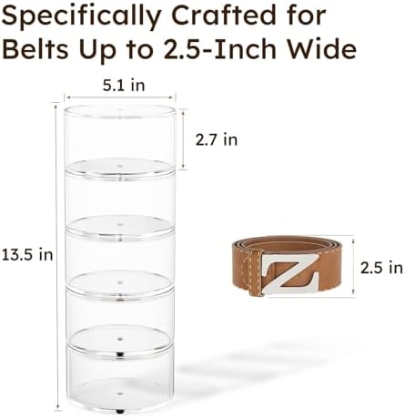 FEMELI Acrylic Belt Storage Organizers For Closet 5-Layer Clear Belt Holder