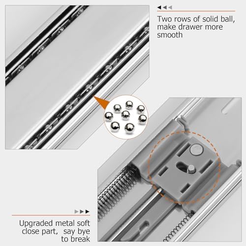 LONTAN 10 Pairs Soft Close Drawer Slides 20 Inch Heavy Duty Cabinet Rails