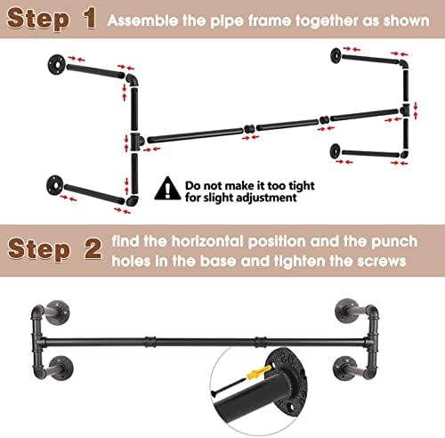 Wall Mounted Clothes Rack - 54" Industrial Pipe Clothing Garment Rack, S...
