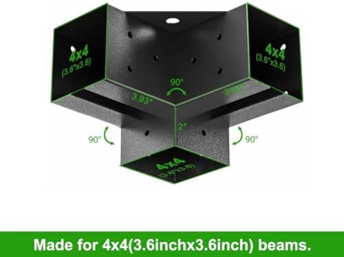 Pergola Brackets Kit for 4x4 Wood Beams, 3.58'' x 3.58'', 4 Pack