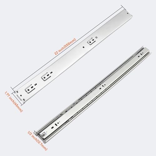 Probrico 10 Pairs 22 Inch Rear/Side Mount Drawer Slides with Rear Mounting Br...