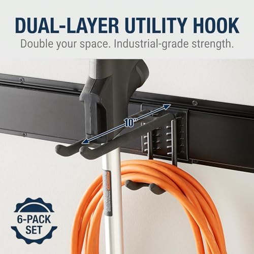 Aking Ace 48 Inch Garage Tool Organizer, Wall Mount 3 Racks 6 Hooks Storage