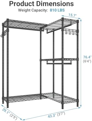 VIPEK L4 Clothing Rack for Hanging Clothes Heavy Duty Closet for Corner