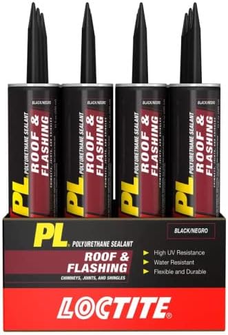 Loctite PL Roof Flashing Polyurethane Sealant, Black, 10 fl oz Cartridge, 12 ...