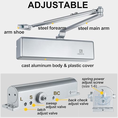 Grade1 Commercial Door Closer, Super Heavy Duty Hydraulic Closer