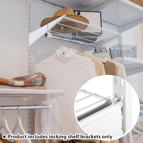 Wonderjune 6 Pcs Adjustable Locking Shelf Bracket 16 Inch Shelf Brackets Heav...