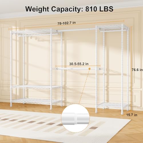 ULIFHOME Heavy-Duty Garment Rack, Adjustable Clothing Racks Hanging Clothes