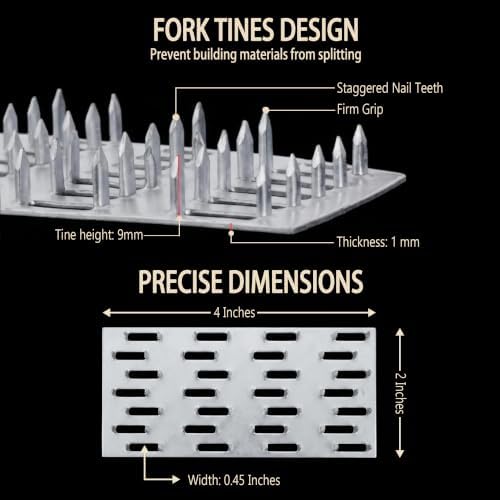 100 Pcs Truss Plates 2x4 Inch, Pronged Galvanized Steel Mending Plates