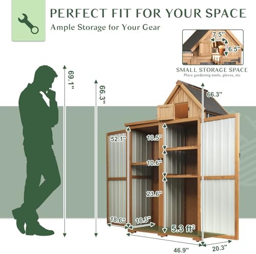 Outdoor Storage Cabinet Weatherproof with 3 Adjustable Shelves, 66'' ...
