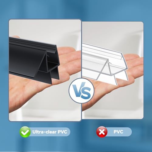 Shower Door Bottom Seal Strip, 2PCS Seal Strip, Clear PVC, 36" Length, F...