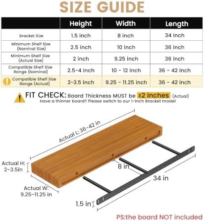 2pcs Floating Shelf Hardware Heavy Duty Hidden Shelf Brackets Support,Wall Mo...