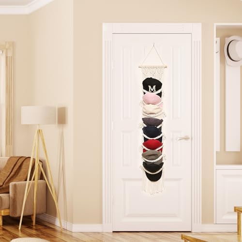 jontell Boho Ball Cap Hanger-2 Pack-Boho Macrame Cap Holder Wall Hat Organize...