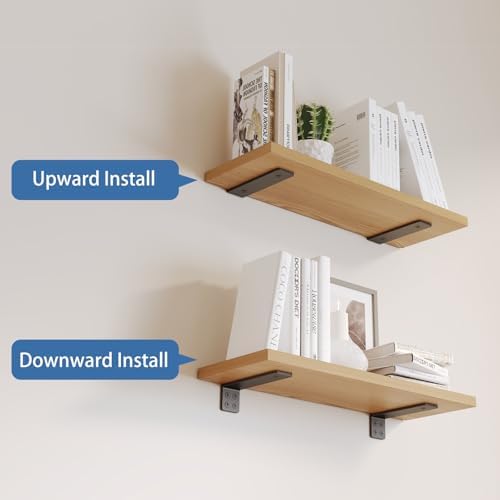 Shelf Brackets 10 inch, Heavy Duty Shelf Bracket 6 Pack L Brackets Black Meta...