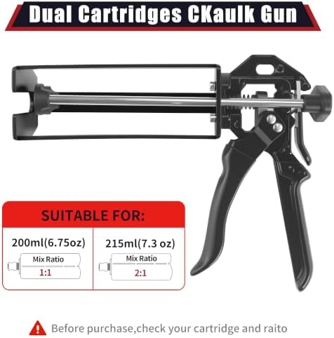 200ml 6.75 fl oz Dual Cartridge Epoxy Gun 1:1 2:1 Cartridge Bonding Orange
