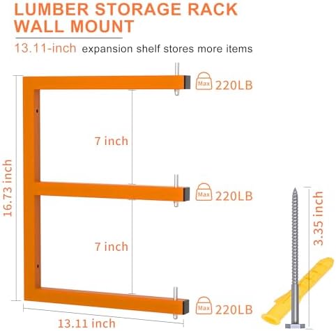 Lumber Rack Wall-Mounted Lumber Storage Rack, Heavy Duty Wood Storage Racks w...