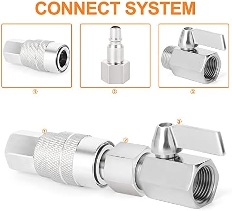 GASHER 12PCS 1/4-Inch Female Industrial Coupler,1/4 Basic Flow Quick Connect ...