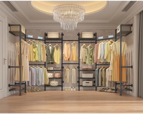 Timate F3 Medium Wall Mounted Clothes rack Expandable Closet, Industrial Pipe...
