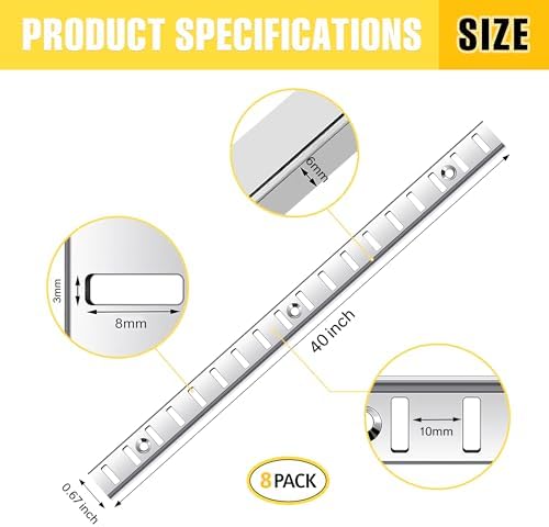 Adjustable Shelf Bracket 40 Inch 8 Pack Silver Shelf Pilaster Strips Shelf Ra...