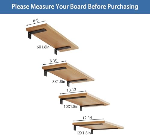 Shelf Brackets 10 inch, Heavy Duty Shelf Bracket 6 Pack L Brackets Black Meta...