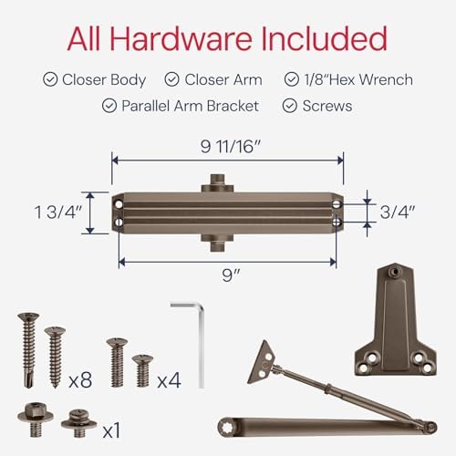 Lawrence Medium/Heavy Duty Door Closer Commercial Grade 1 - Surface-Mounted C...
