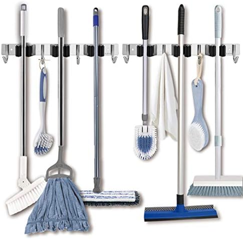 Broom Hanger Wall Mounted, 2PCS Mop and Broom Holder Wall Mount Garage Organi...