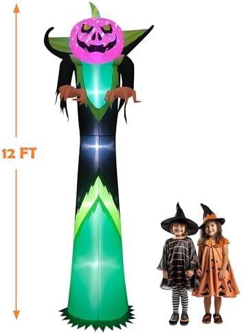 12ft Halloween Inflatable Decor with LED Lights Outdoor Blow up Decor Inflata...